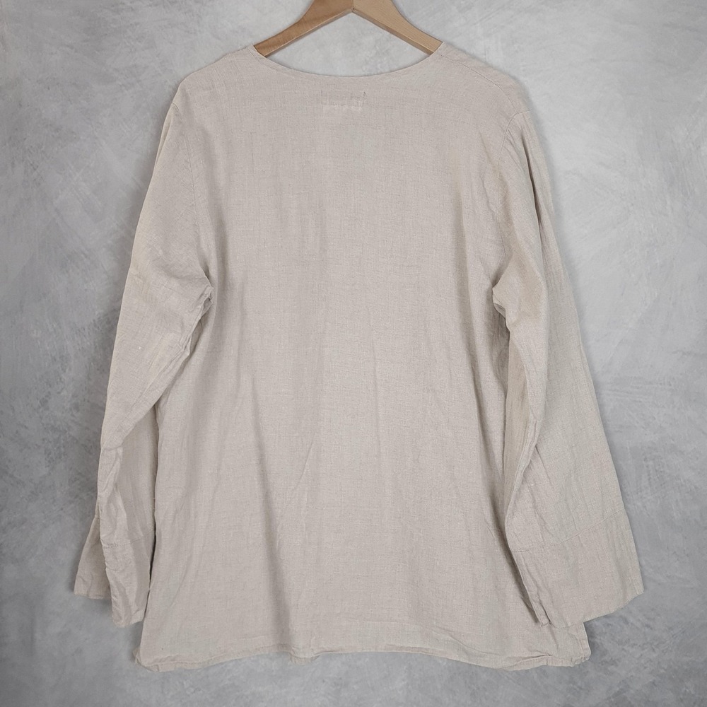 Flax Cream Button-Front V-Neck Tunic - Picture 11 of 16